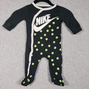 Nike Baby Boys Girls Black Smiley Face Footed Pajamas Sleepsuit 6M